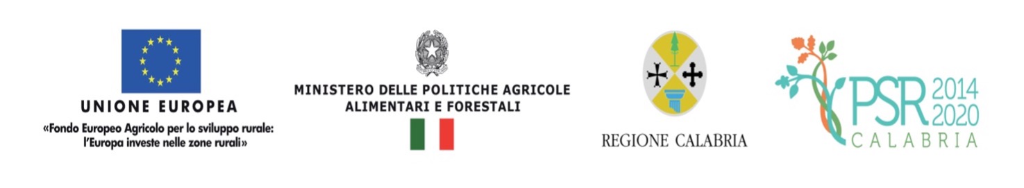 Loghi finanziamento FEASR — Unione Europea, Repubblica Italiana, Regione Calabria, PSR Calabria 2014/2020